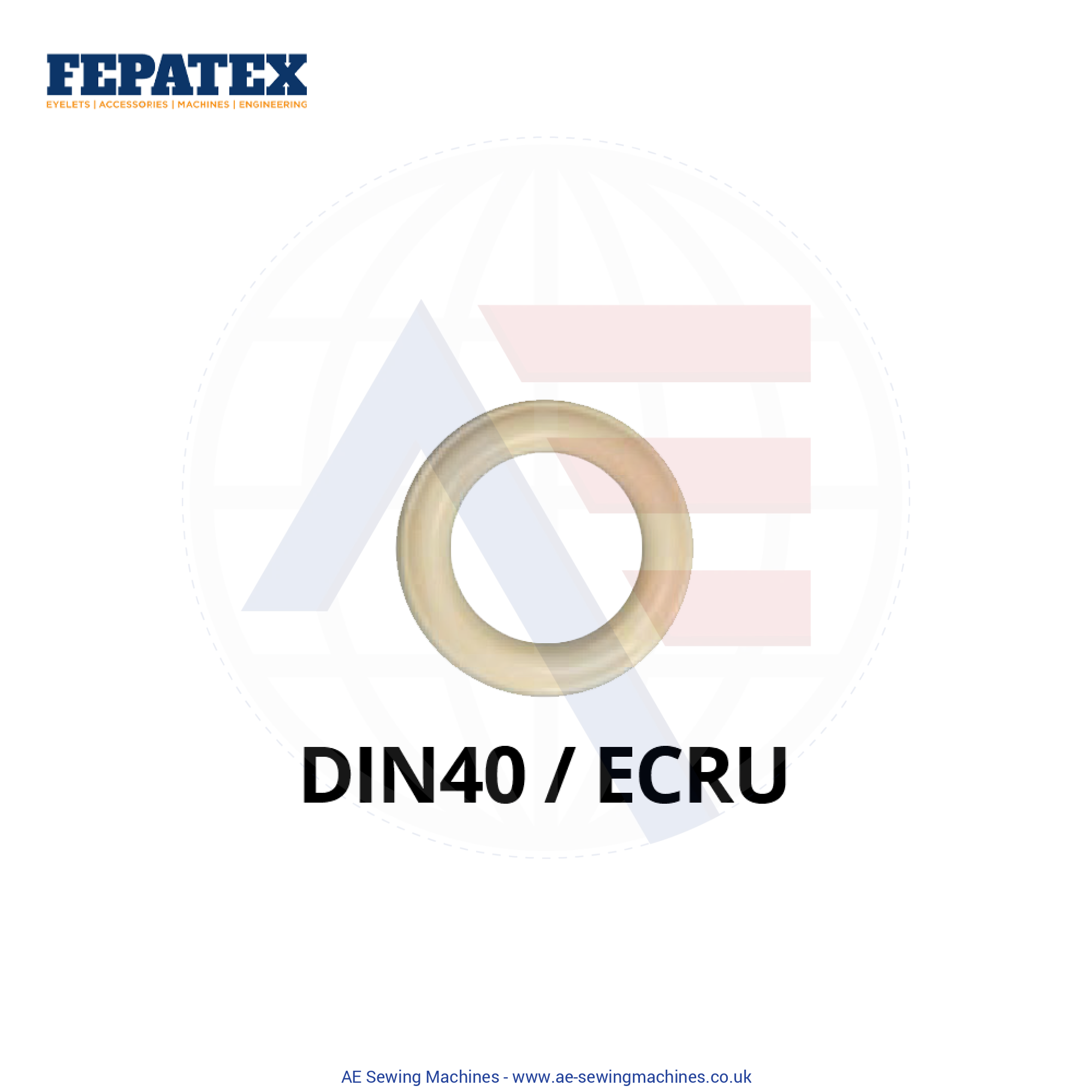 Fepatex Din 40Mm Eyelets (Pack Of 1000) Brass / Ecru