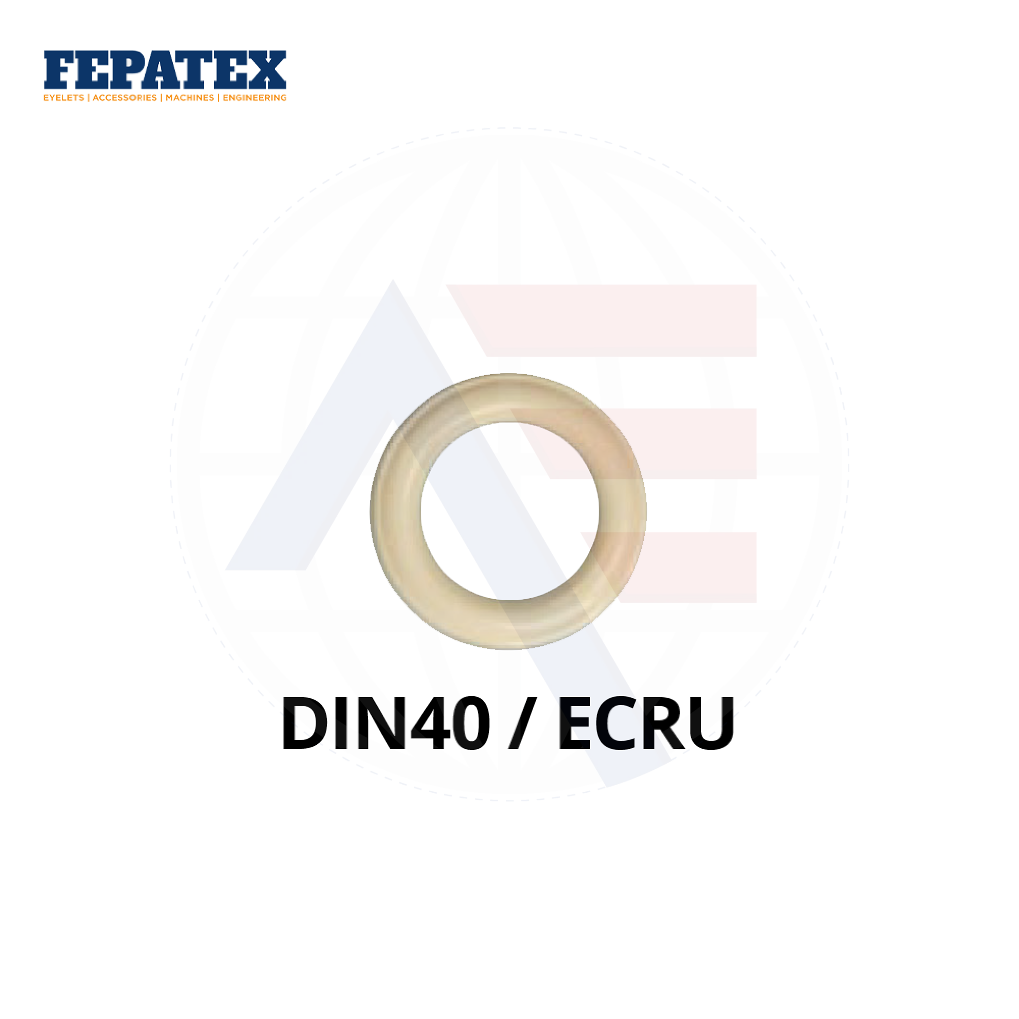 Fepatex Din 40Mm Eyelets (Pack Of 1000) Brass / Ecru