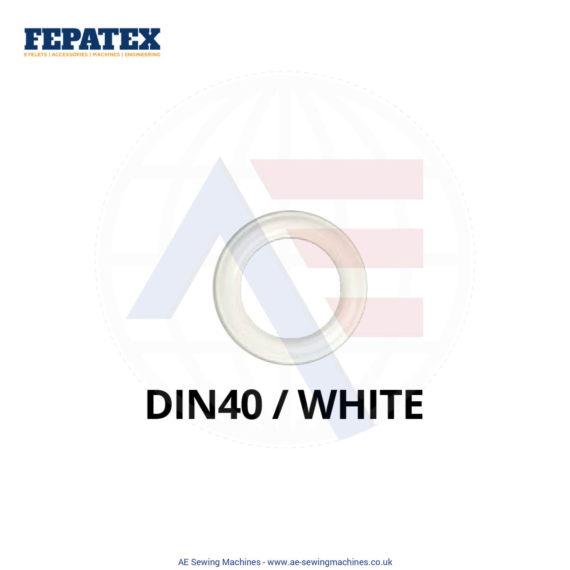 Fepatex Din 40Mm Eyelets (Pack Of 1000) Brass / White